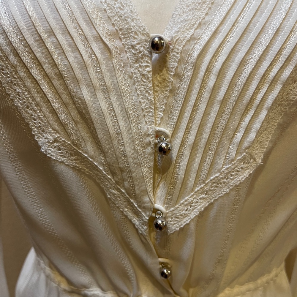 Veronica Beard Ivory Silk Peplum Drawstring Blouse NWOT! Size 2 - Picture 9 of 16